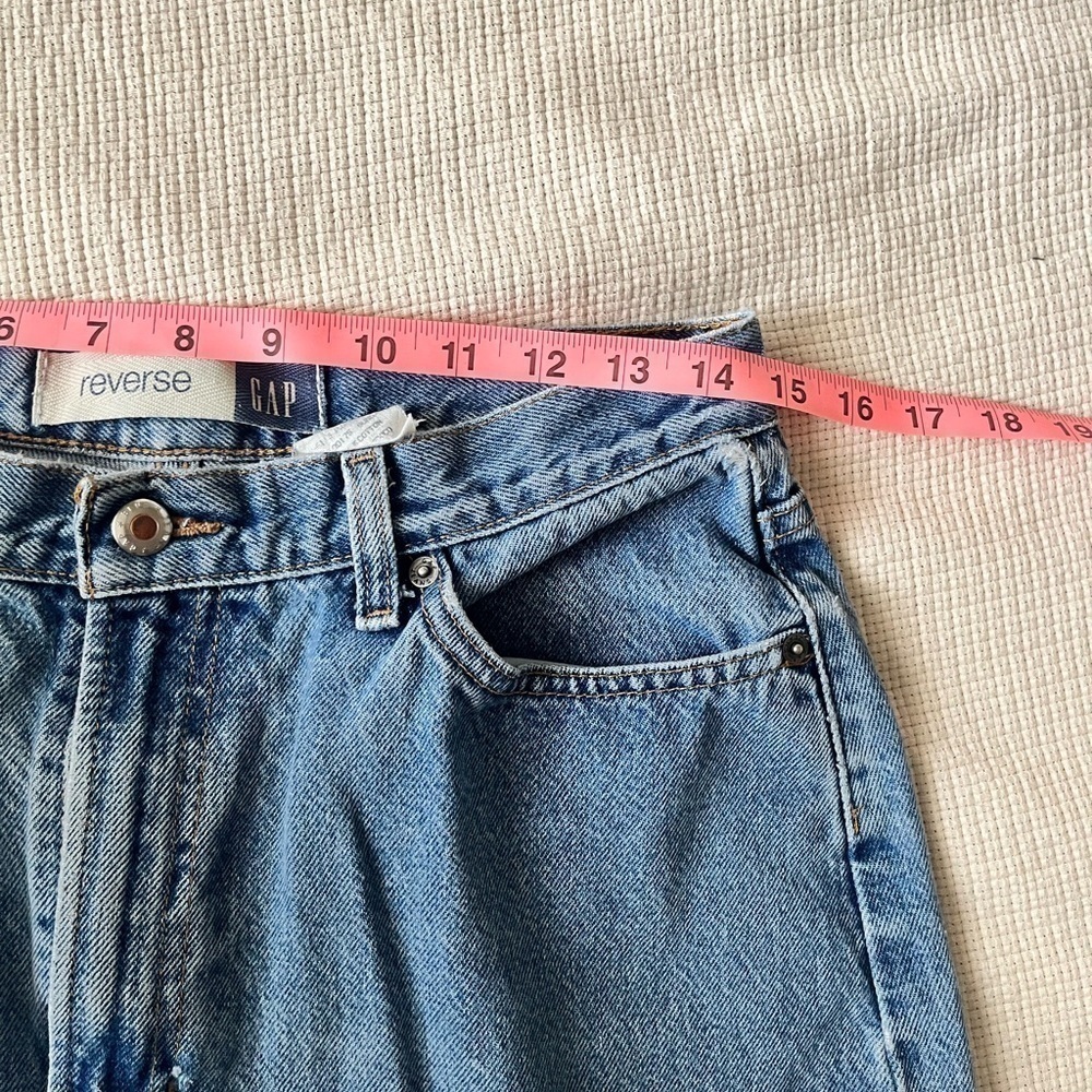 Vintage 90s Gap Reverse Tapered Jeans Womens 14 Ankle Blue Denim Made USA - Picture 11 of 16